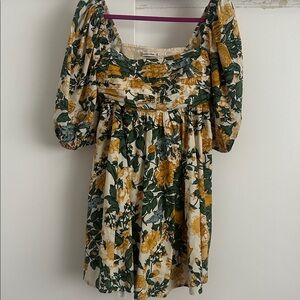 Abercrombie & Fitch Green and Yellow Floral Dress size Medium